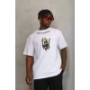 Luz&Pos Unisex Oversize Baskılı Bisiklet Yaka T-shirt - Beyaz