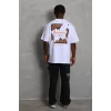 Luz&Pos Unisex Oversize Baskılı Bisiklet Yaka T-shirt - Beyaz