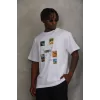 Luz&Pos Unisex Oversize Baskılı Bisiklet Yaka T-shirt - Beyaz