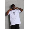 Luz&Pos Unisex Oversize Baskılı Bisiklet Yaka T-shirt - Beyaz