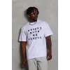 Luz&Pos Unisex Oversize Baskılı Bisiklet Yaka T-shirt - Beyaz