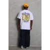 Luz&Pos Unisex Oversize Baskılı Bisiklet Yaka T-shirt - Beyaz