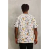 Luz&Pos Unisex Oversize Baskılı Bisiklet Yaka T-shirt - Beyaz