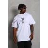 Luz&Pos Unisex Oversize Baskılı Bisiklet Yaka T-shirt - Beyaz