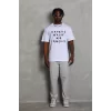 Luz&Pos Unisex Oversize Baskılı Bisiklet Yaka T-shirt - Beyaz