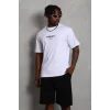 Luz&Pos Unisex Oversize Baskılı Bisiklet Yaka T-shirt - Beyaz