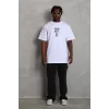Luz&Pos Unisex Oversize Baskılı Bisiklet Yaka T-shirt - Beyaz