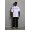 Luz&Pos Unisex Oversize Baskılı Bisiklet Yaka T-shirt - Beyaz