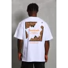 Luz&Pos Unisex Oversize Baskılı Bisiklet Yaka T-shirt - Beyaz