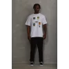 Luz&Pos Unisex Oversize Baskılı Bisiklet Yaka T-shirt - Beyaz
