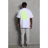 Luz&Pos Unisex Oversize Baskılı Bisiklet Yaka T-shirt - Beyaz