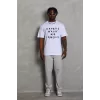 Luz&Pos Unisex Oversize Baskılı Bisiklet Yaka T-shirt - Beyaz