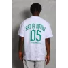 Luz&Pos Unisex Oversize Baskılı Bisiklet Yaka T-shirt - Beyaz