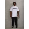 Luz&Pos Unisex Oversize Baskılı Bisiklet Yaka T-shirt - Beyaz