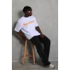 Luz&Pos Unisex Oversize Baskılı Bisiklet Yaka T-shirt - Beyaz