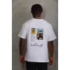 Luz&Pos Unisex Oversize Baskılı Bisiklet Yaka T-shirt - Beyaz