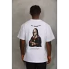 Luz&Pos Unisex Oversize Baskılı Bisiklet Yaka T-shirt - Beyaz