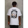 Luz&Pos Unisex Oversize Baskılı Bisiklet Yaka T-shirt - Beyaz