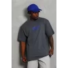 Luz&Pos Unisex Oversize Baskılı Bisiklet Yaka T-shirt - Füme