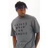 Luz&Pos Unisex Oversize Baskılı Bisiklet Yaka T-shirt - Füme