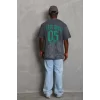 Luz&Pos Unisex Oversize Baskılı Bisiklet Yaka T-shirt - Füme