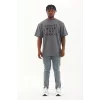 Luz&Pos Unisex Oversize Baskılı Bisiklet Yaka T-shirt - Füme