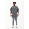 Luz&Pos Unisex Oversize Baskılı Bisiklet Yaka T-shirt - Füme
