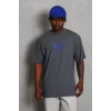 Luz&Pos Unisex Oversize Baskılı Bisiklet Yaka T-shirt - Füme