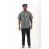 Luz&Pos Unisex Oversize Baskılı Bisiklet Yaka T-shirt - Füme
