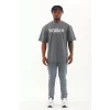 Luz&Pos Unisex Oversize Baskılı Bisiklet Yaka T-shirt - Füme