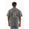 Luz&Pos Unisex Oversize Baskılı Bisiklet Yaka T-shirt - Füme