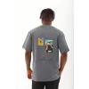 Luz&Pos Unisex Oversize Baskılı Bisiklet Yaka T-shirt - Füme