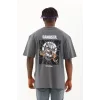Luz&Pos Unisex Oversize Baskılı Bisiklet Yaka T-shirt - Füme