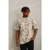 Luz&Pos Unisex Oversize Baskılı Bisiklet Yaka T-shirt - Gri
