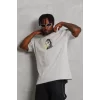 Luz&Pos Unisex Oversize Baskılı Bisiklet Yaka T-shirt - Gri