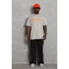 Luz&Pos Unisex Oversize Baskılı Bisiklet Yaka T-shirt - Gri