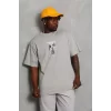 Luz&Pos Unisex Oversize Baskılı Bisiklet Yaka T-shirt - Gri