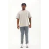 Luz&Pos Unisex Oversize Baskılı Bisiklet Yaka T-shirt - Gri