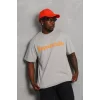 Luz&Pos Unisex Oversize Baskılı Bisiklet Yaka T-shirt - Gri
