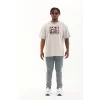 Luz&Pos Unisex Oversize Baskılı Bisiklet Yaka T-shirt - Gri