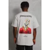 Luz&Pos Unisex Oversize Baskılı Bisiklet Yaka T-shirt - Gri