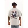 Luz&Pos Unisex Oversize Baskılı Bisiklet Yaka T-shirt - Gri
