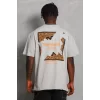 Luz&Pos Unisex Oversize Baskılı Bisiklet Yaka T-shirt - Gri
