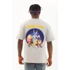 Luz&Pos Unisex Oversize Baskılı Bisiklet Yaka T-shirt - Gri
