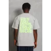 Luz&Pos Unisex Oversize Baskılı Bisiklet Yaka T-shirt - Gri