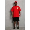 Luz&Pos Unisex Oversize Baskılı Bisiklet Yaka T-shirt - Kırmızı
