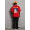Luz&Pos Unisex Oversize Baskılı Bisiklet Yaka T-shirt - Kırmızı