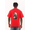 Luz&Pos Unisex Oversize Baskılı Bisiklet Yaka T-shirt - Kırmızı