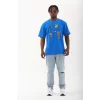 Luz&Pos Unisex Oversize Baskılı Bisiklet Yaka T-shirt - Mavi
