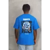 Luz&Pos Unisex Oversize Baskılı Bisiklet Yaka T-shirt - Mavi